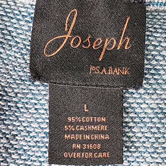 Joseph Mens Pullover Cotton And Cashmere Blend Sweater Elbow Patches Blue Gray L - Picture 3 of 11